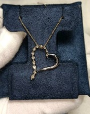 10k White Gold Diamond Heart Pendant Chain Necklace 18 in