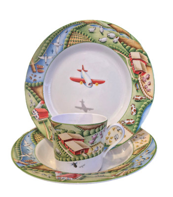 Tiffany & Co Kinder Bauernhof Set - Mittagsteller, Suppenschüssel, Becher Tiffany - um 2000