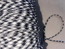 10 yards black white gingham checks print CORD spaghetti strap string 1/4" wide