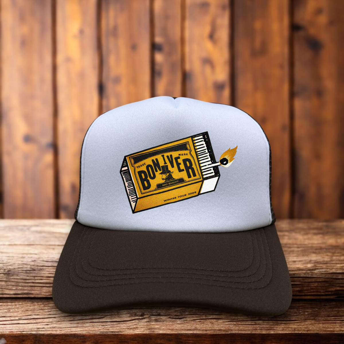 Bon Iver Mens Trucker Hat Brown Snapback Indie Alternative Baseball Cap