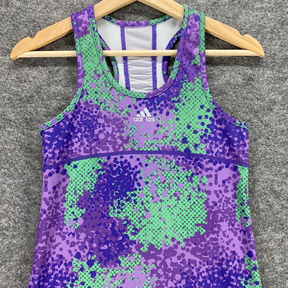 阿迪达斯运动服背心女式 XS 紫色赛车圆领瑜伽 — 第 4/4 张图片
