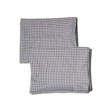 Set Of 2 Grey  White Plaid Polyester Pillowcases. 20 X 30 Standard/queen