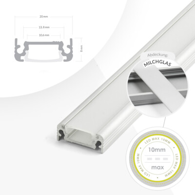 LED Aluminiumprofil DEOLINE-P, 2 M, Satinierte Abdeckung – Für LED-Streifen Im Innenbereich, Einfach Zu Montieren