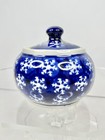 BOLESLAWIEC Polish Pottery SUGAR BOWL with Lid 2 1/2" Snowflake Winter Night — photo 3