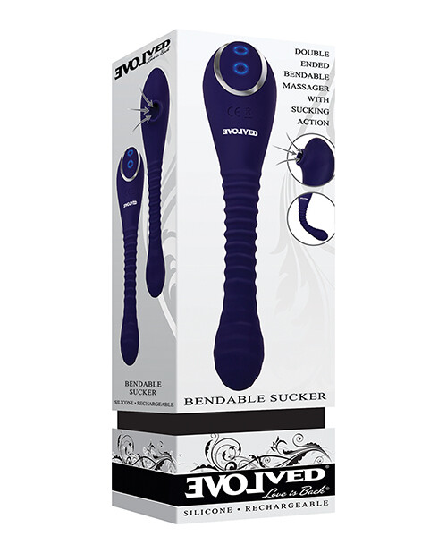 EVOLVED BENDABLE RIBBED VIBE AND SUCKER RECHARGEABLE VIBRATOR