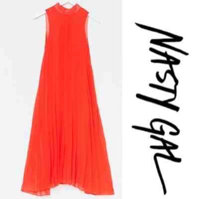 nasty gal pleated dress Women's Sage Extreme Pleated High Neck Sleeveless Maxi Dress
