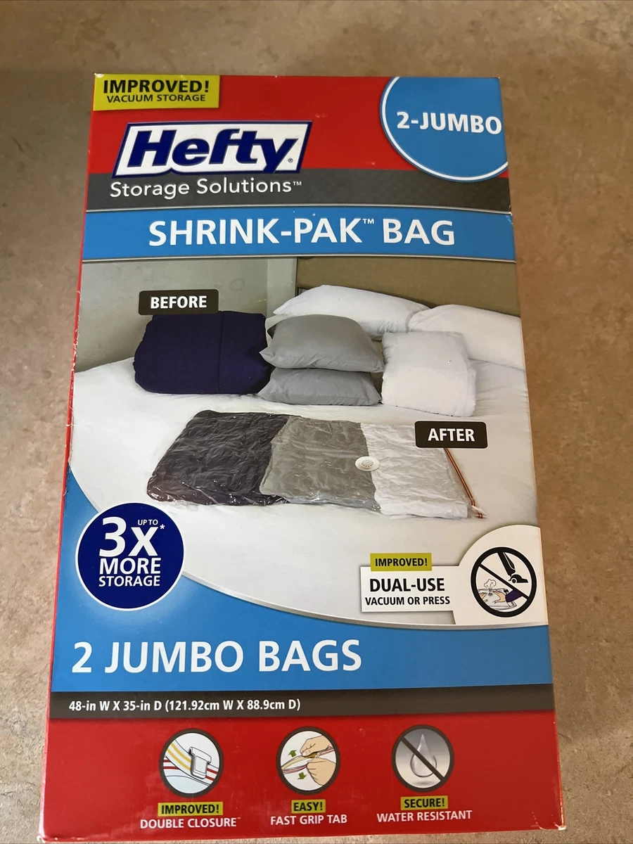 Hefty Shrink-Pak 2 Jumbo Vacuum Storage Bags, Clear