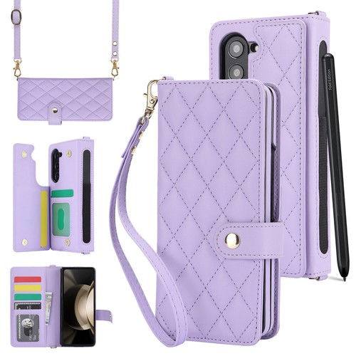 Case For Samsung Galaxy Fold6 Fold5 4 3 Card Wallet Luxury Leather Lanyard Cover - Picture 24 of 26