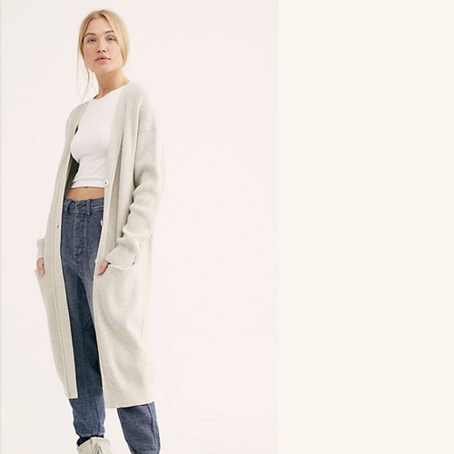 Duster Ribbed Cardigan Grey 