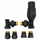 Black Brass Thermostatic Valve Radiator Set + Copper (Cu) and PEX Connectors