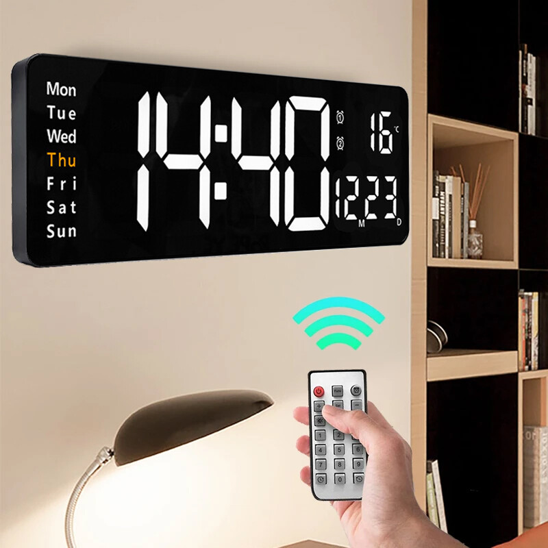 Digital Large Big Jumbo LED Wall Desk Clock Display With Calendar Temperature