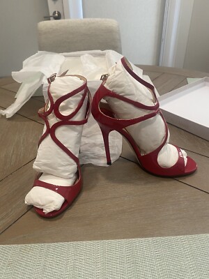Women s Jimmy Choo Lance Strappy Pump, Red Patent Leather, Size 35.5