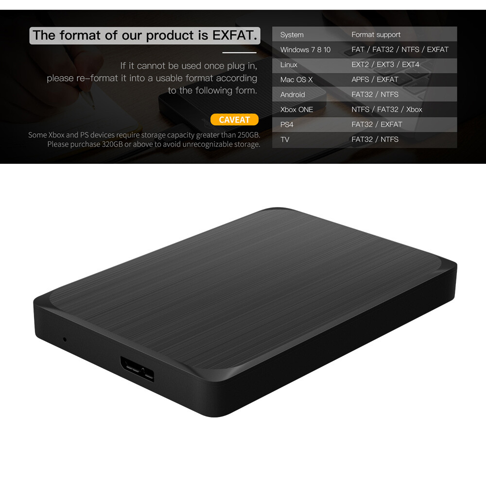Format Exfat Xbox 360 UnionSine 500 GB External Hard Drive 2,5