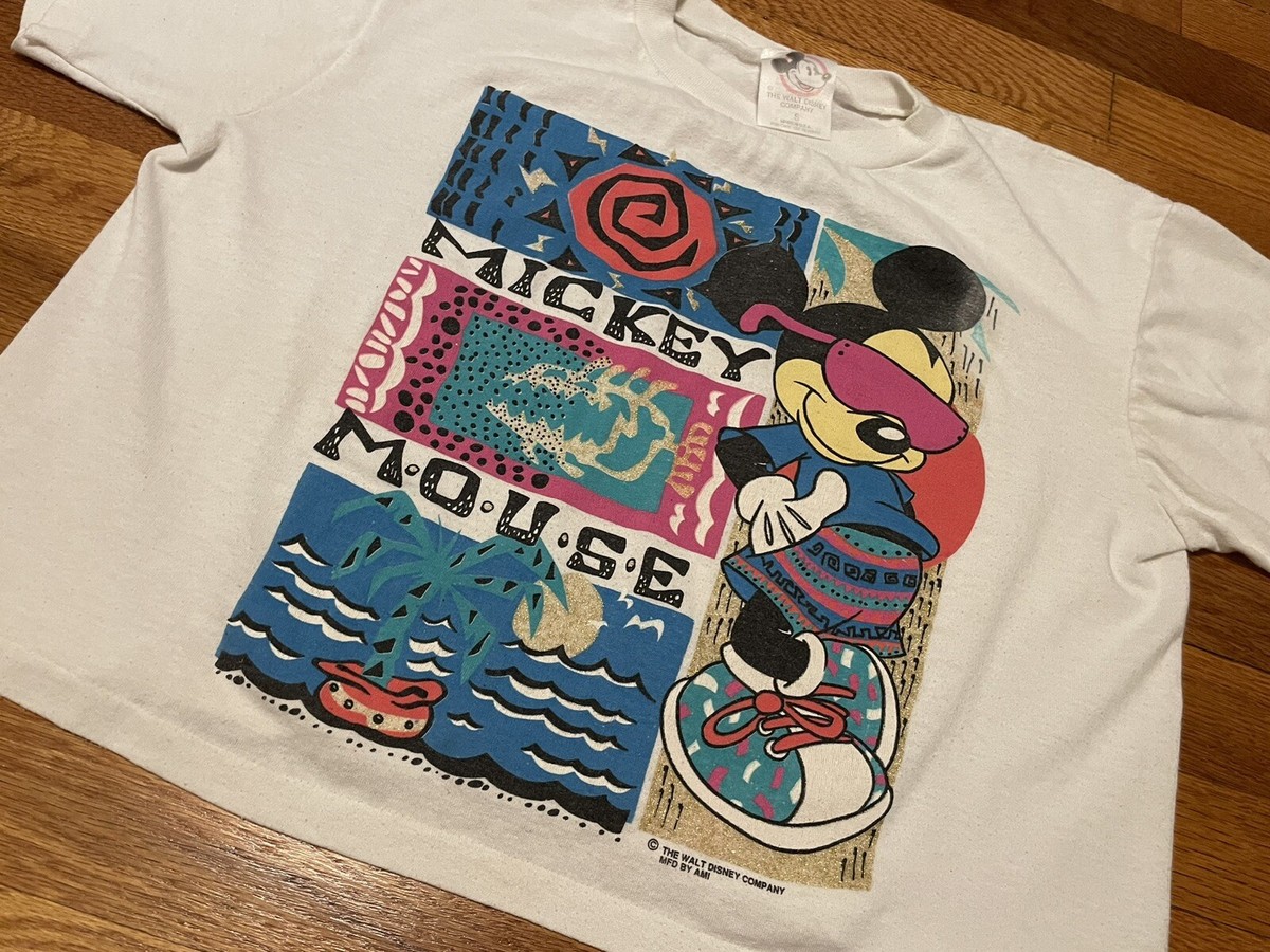 80s/90s Mickey Mouse Cropped Boxy T-shirt Rare Summer Hip