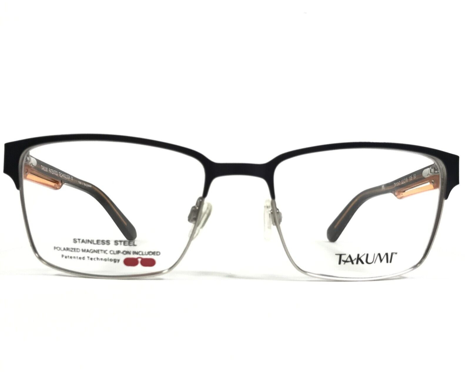 Takumi Eyeglasses Frames TK1047 50 Grey Blue Orange Square Wire Rim 53-18-135 13390₽