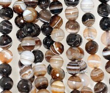 12MM COFFEE AGATE GEMSTONE BROWN SWIRLS FACETED ROUND 12MM LOOSE BEADS 14.5inch