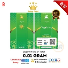 0.01 Gram Mini Baby Gold Nugget 999.9 Fine Bullion Pure 24ct Gold Round AU