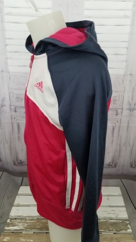 Adidas S small Kids zip pink girl jacket coat hoodie shirt hooded block vtg - Picture 5 of 8