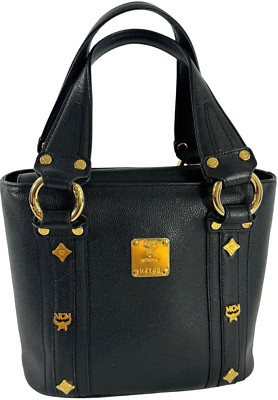 MCM Black Leather Munchen Studded Satchel Tote Bag | eBay MCM Black Leather Munchen Studded Satchel Tote Bag | eBay