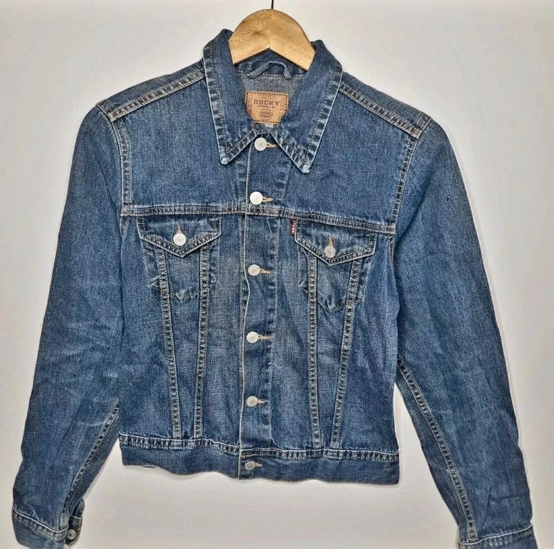 Rocky Denim Jacket UK 6 Indie Rock Y2K Retro Biker Western Style-image