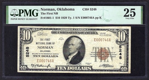 🇺🇸 OK 1929 $10 ♚♚NORMAN, OKLAHOMA♚♚ PMG VERY FINE 25 HARD TO FIND - Picture 2 of 3