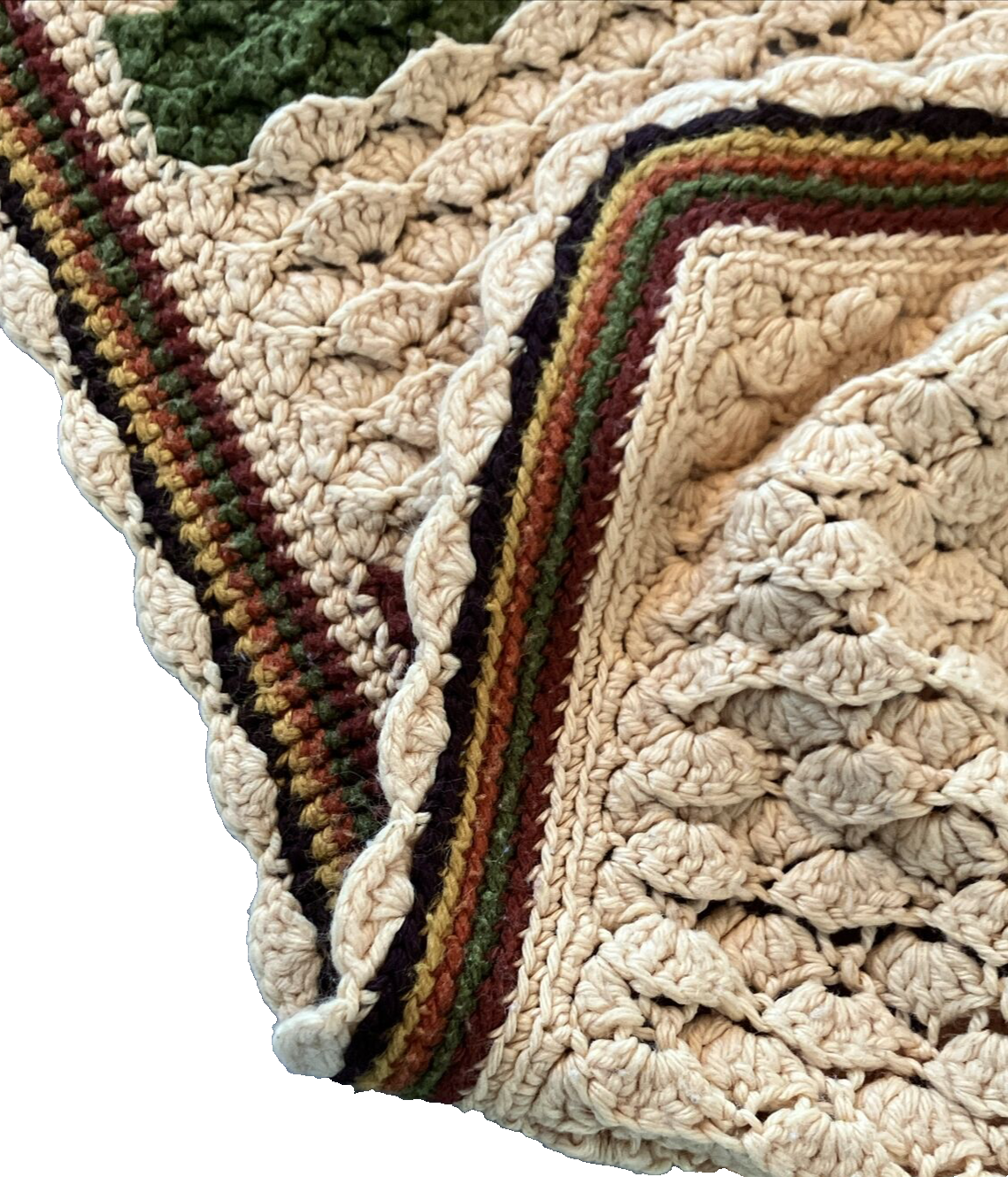 VINTAGE Handmade Blanket Retro Granny Multicolor Stripe Crochet Afghan 69” x 62”