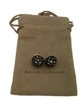 David Yurman Sterling Silver Midnight Melange Diamond Stud Round Earrings