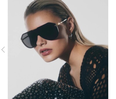 Quay Australia ShowBiz Black /Black Gold Rimless Sunglasses 