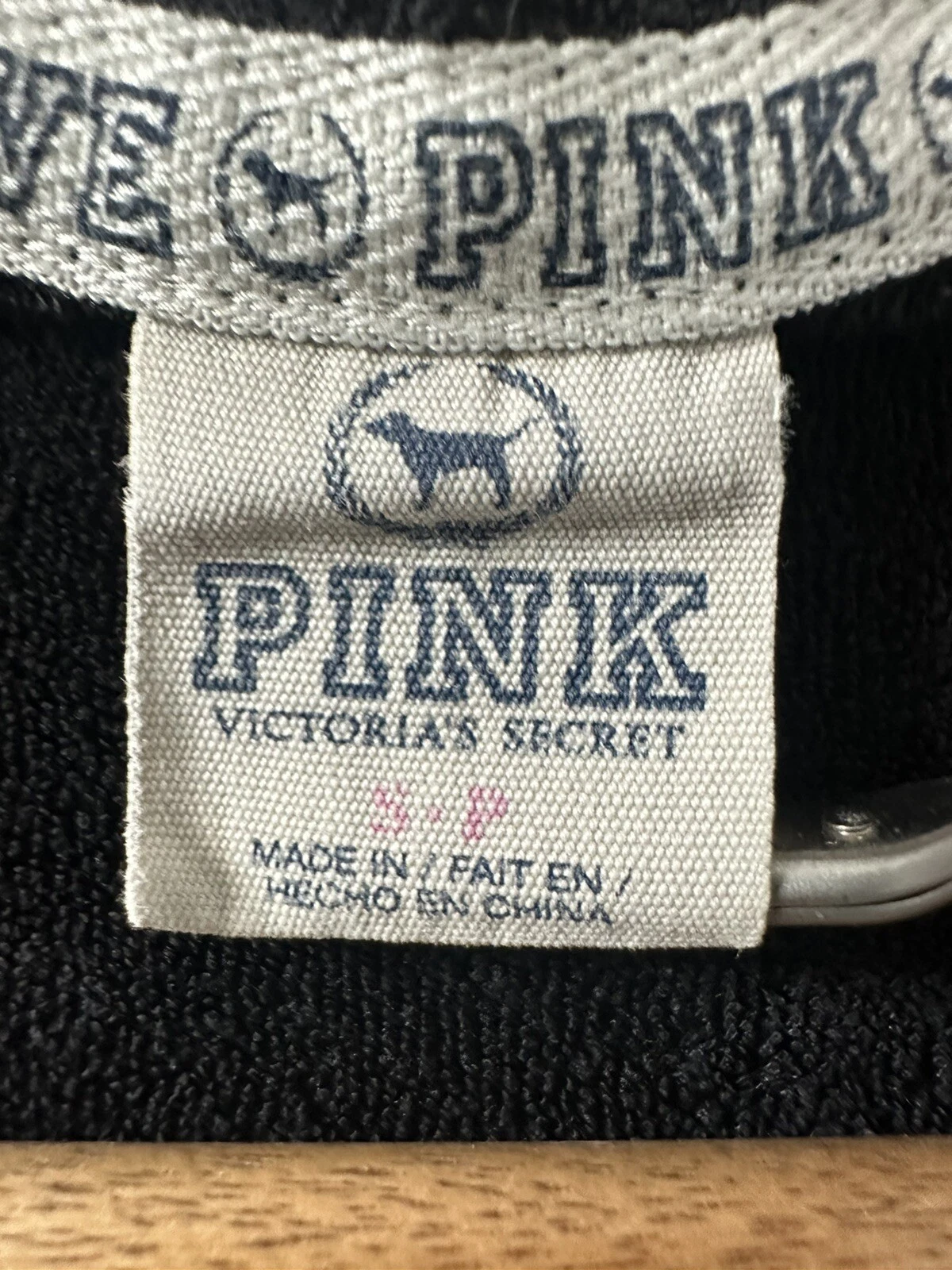 UNDERCOVER Felpa con cappuccio zip intera Victoria Secret Pink nera bianca logo classico taglia S linea lunga