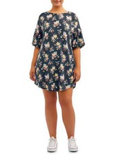 No Comment Juniors' Plus Size Drop Shoulder Shirttail Dress Size 1X  --D3--