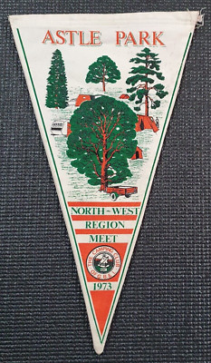 Camping Club von Gt Großbritannien. North West Region Meet 1973 Astle Park Wimpel Flagge