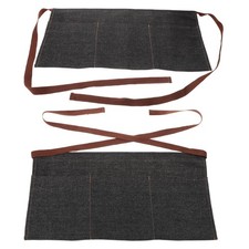 2pcs Waitress Apron with Pockets: Half Denim Server Apron with 3-pockets for