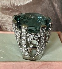 LONDON BLUE TOPAZ RING - 20X18mm Or Approx 32.5ctw - Lab Created - .925 SS  