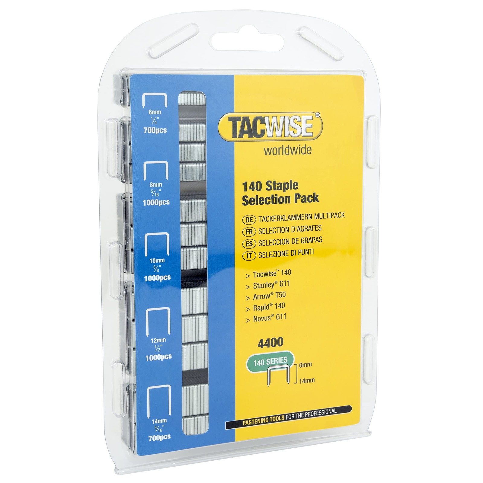 Tacwise 0350 Selection Pack of Type 140/6-14mm Staple Pack, silver