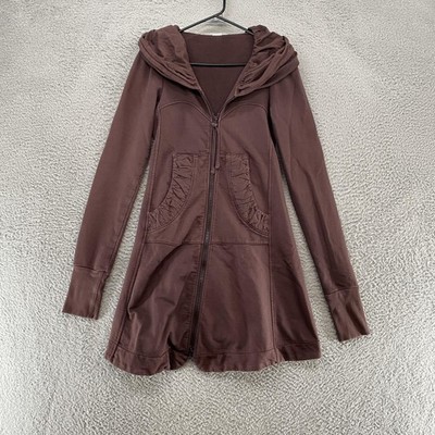 Prairie Underground Long Cloak Hoodie Womens Small Brown Jacket Organic Cotton