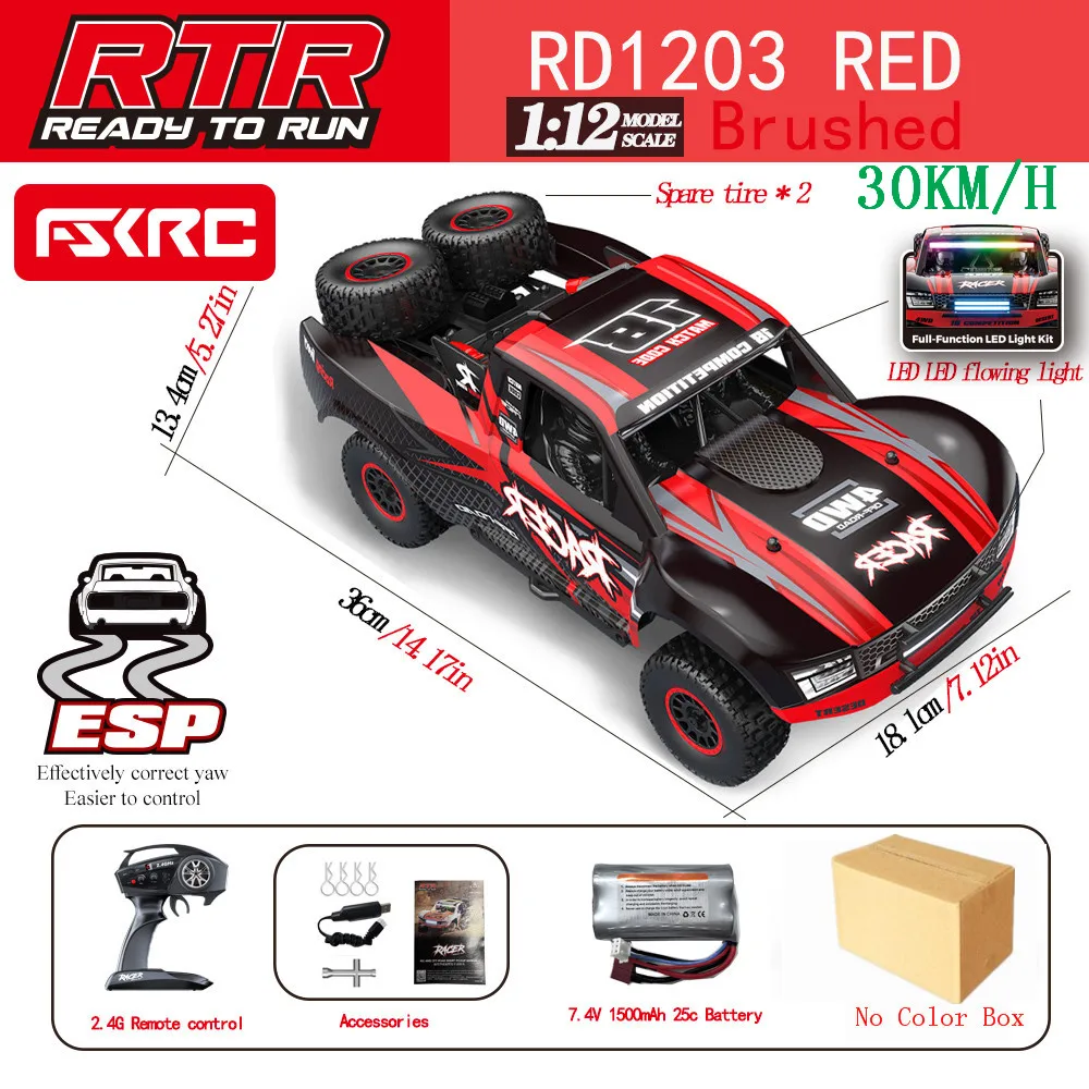 1:12 4Wd Drift Short Course Truck with Led Lights Cruise Control Gyroscope RC Ra