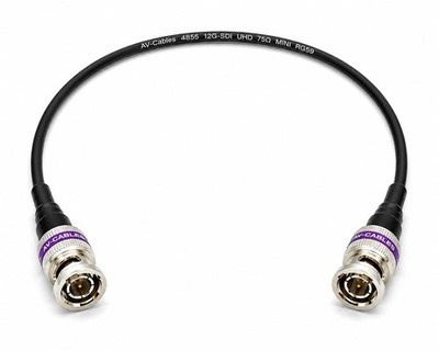 12G 4K HD SDI BNC To BNC Cable 4855R Mini RG59 1.5FT Black Video Wire Cord