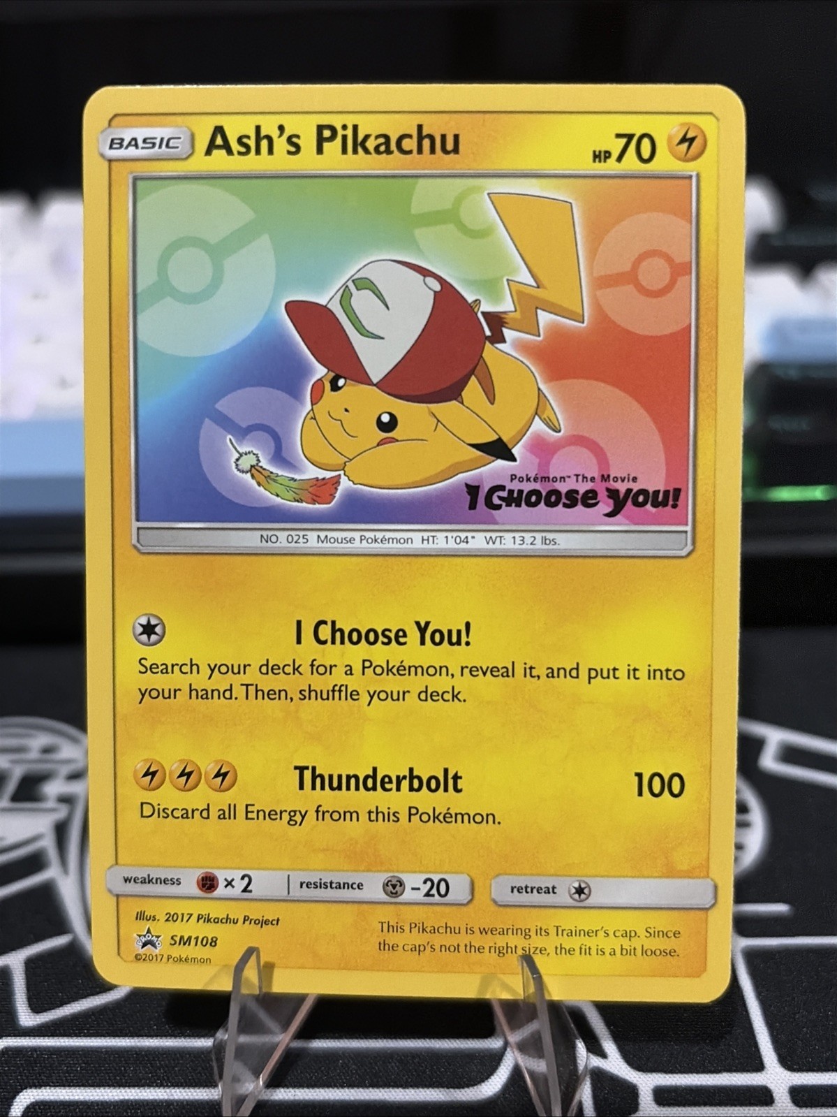 Ash's Pikachu - SM108 - Black Star Promo - I Choose You  - Pokemon Card - LP 36