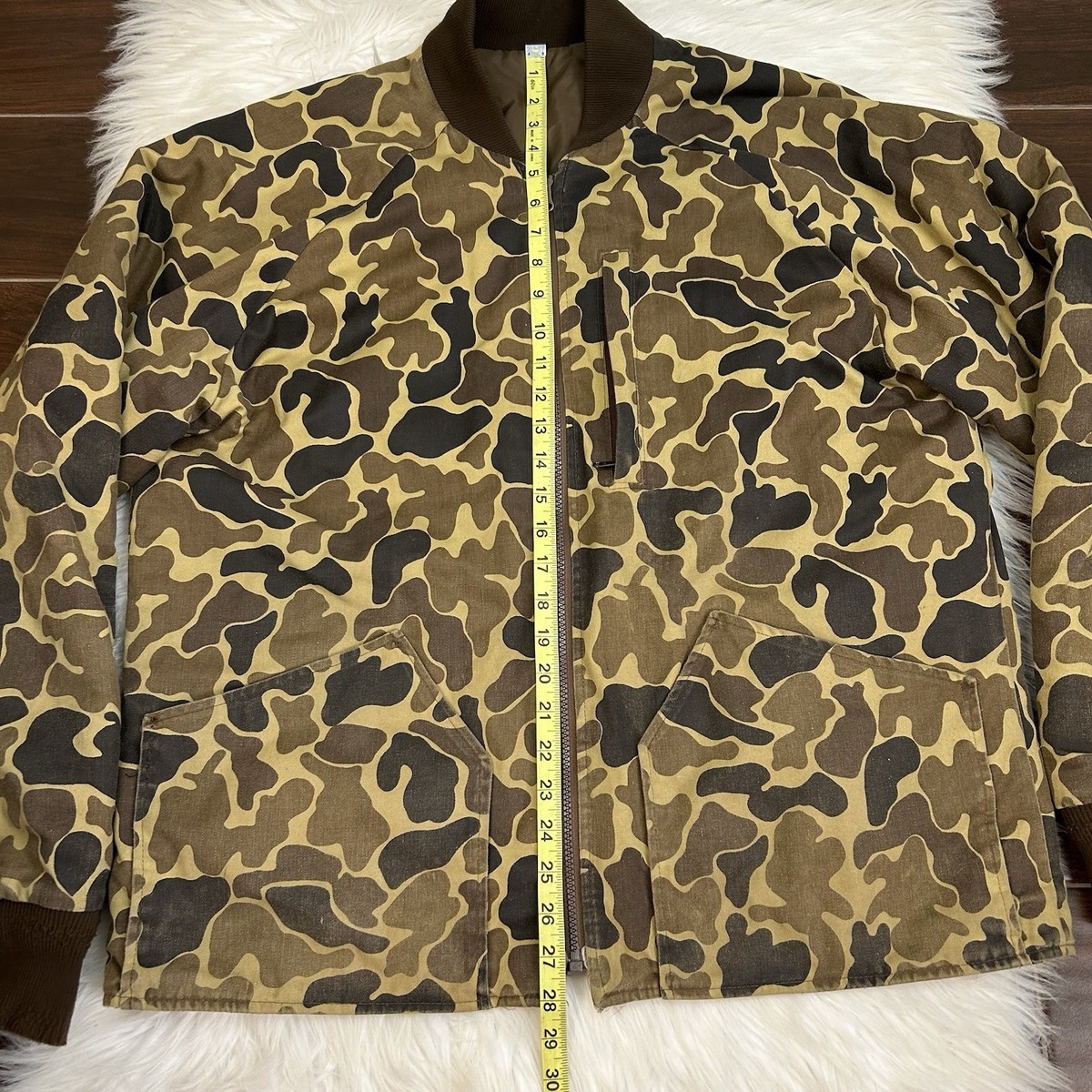 ジャケット・アウター vintage WOOLRICH duck jkt ez Vintage 80s Woolrich Duck Camo Reversible Bomber Jacket Mens