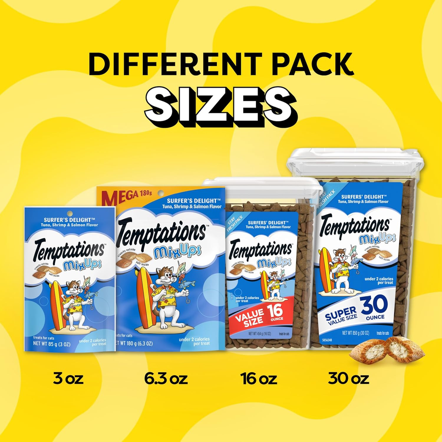 Temptations MixUps Surfer's Delight Flavor Crunchy and Soft Cat Treats, 16 oz. T