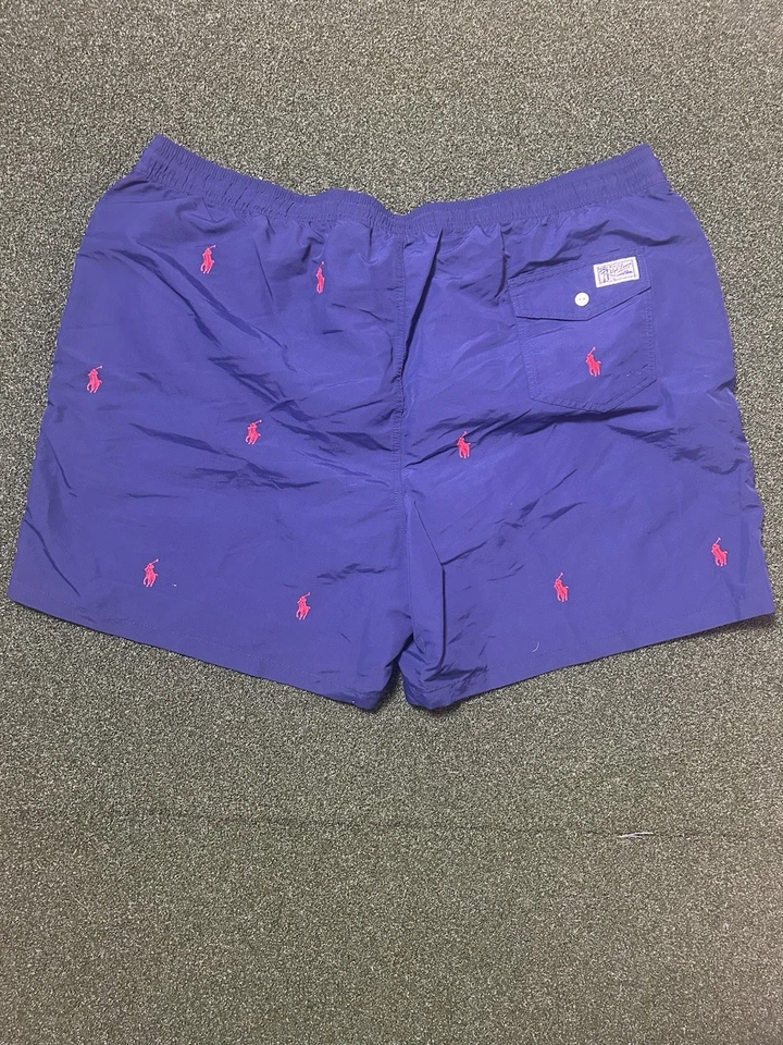Hombre Polo Ralph Lauren Bañador Poni Azul Marino Rojo 3xB Grande y Alto Piscina Corto Foto 3 de 4