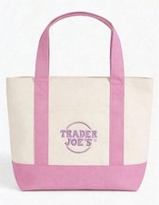 Trader Joe  s 2026 Mini Canvas Pastel Reusable Tote Bag Pink - BRAND NEW