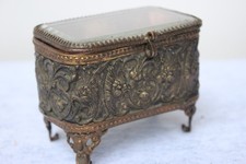 Coffret à bijoux ancien 1880 s période Gründerzeit en verre en bronze unique