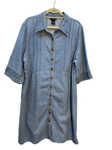 Style&co Damen Midikleid Gr. 22 Blau Denim 80er 90er Y2K Klassisch Freizeit - Bild 7 von 13