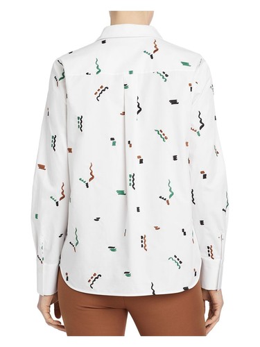 LAFAYETTE 148 NEW YORK Womens White Cuffed Sleeve Collared Button Up Top S - Picture 8 of 9