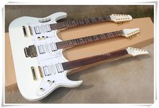 3 Necks White body Electric Guitar with Tremolo/Fixed Bridge,Golden Hardware