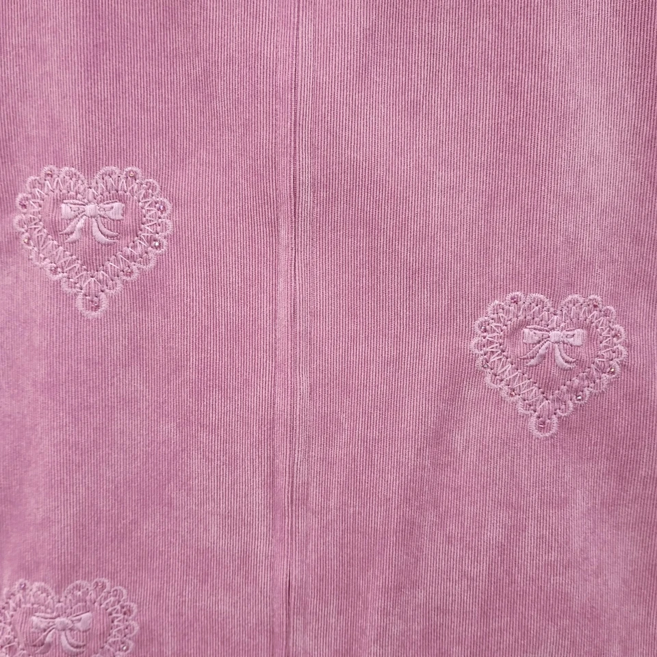 Alfred Dunner Vintage Pink Corduroy Vest Women's 16 NWT Embroidered Hearts Zip - Image 4 of 4