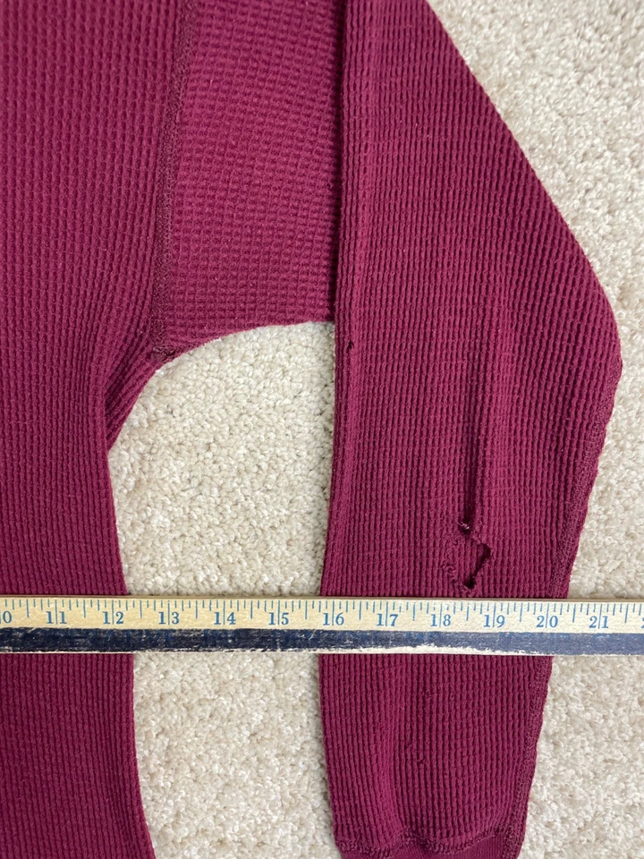 Vintage Northwest Territory Shirt Mens Large USA Waffle Knit Thermal Henley Red - Image 4 of 4