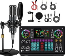 Audio Mixer Podcast Equipment Bundle Live Sound Card with P15 Microphone