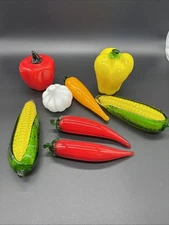 Glass Fruit and Vegetable Vintage Murano Style Handblown Art Deco MCM Set Of 8